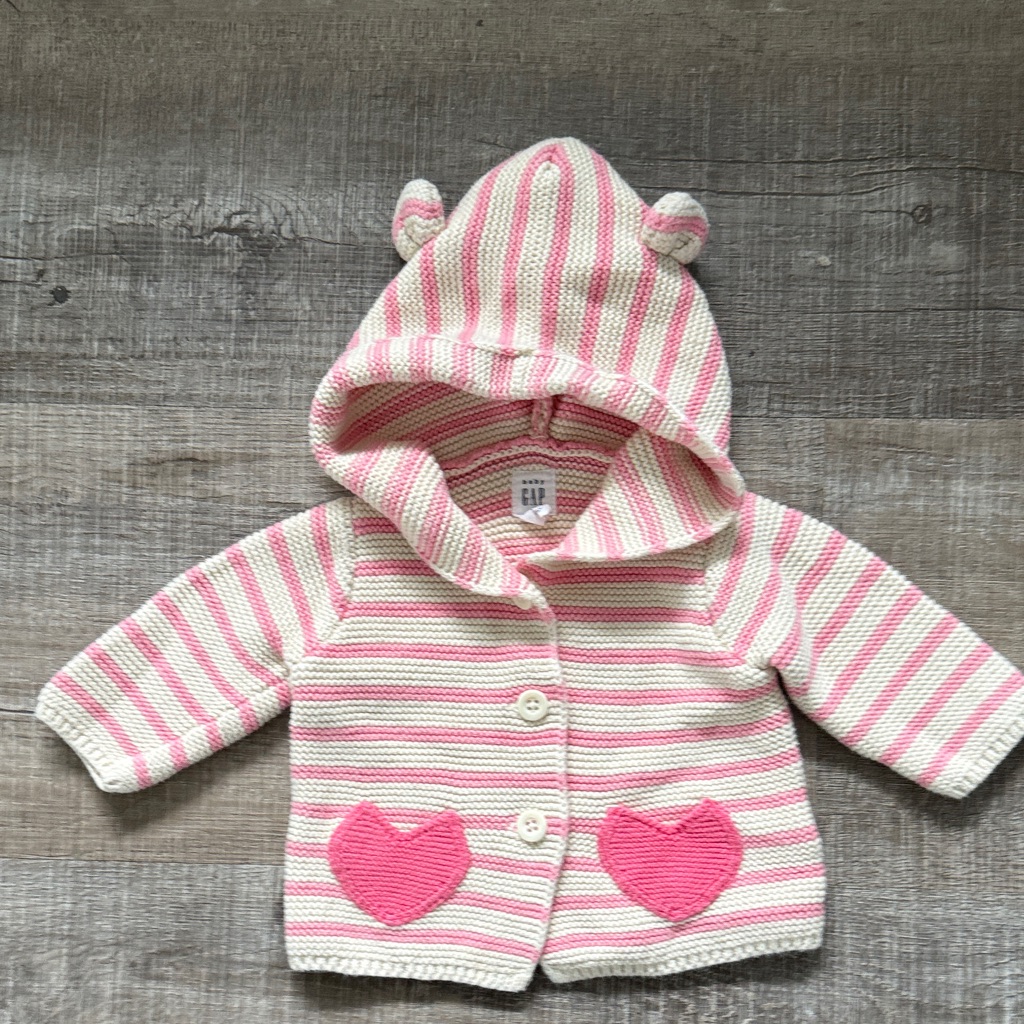 Baby Gap Pink And Cream Striped Baby Cardigan